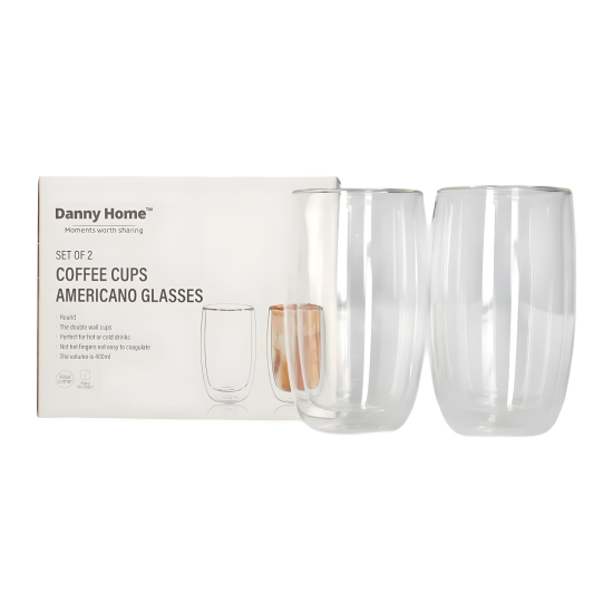 Double Wall Glass Cup 400 ml Set - 2 Pcs